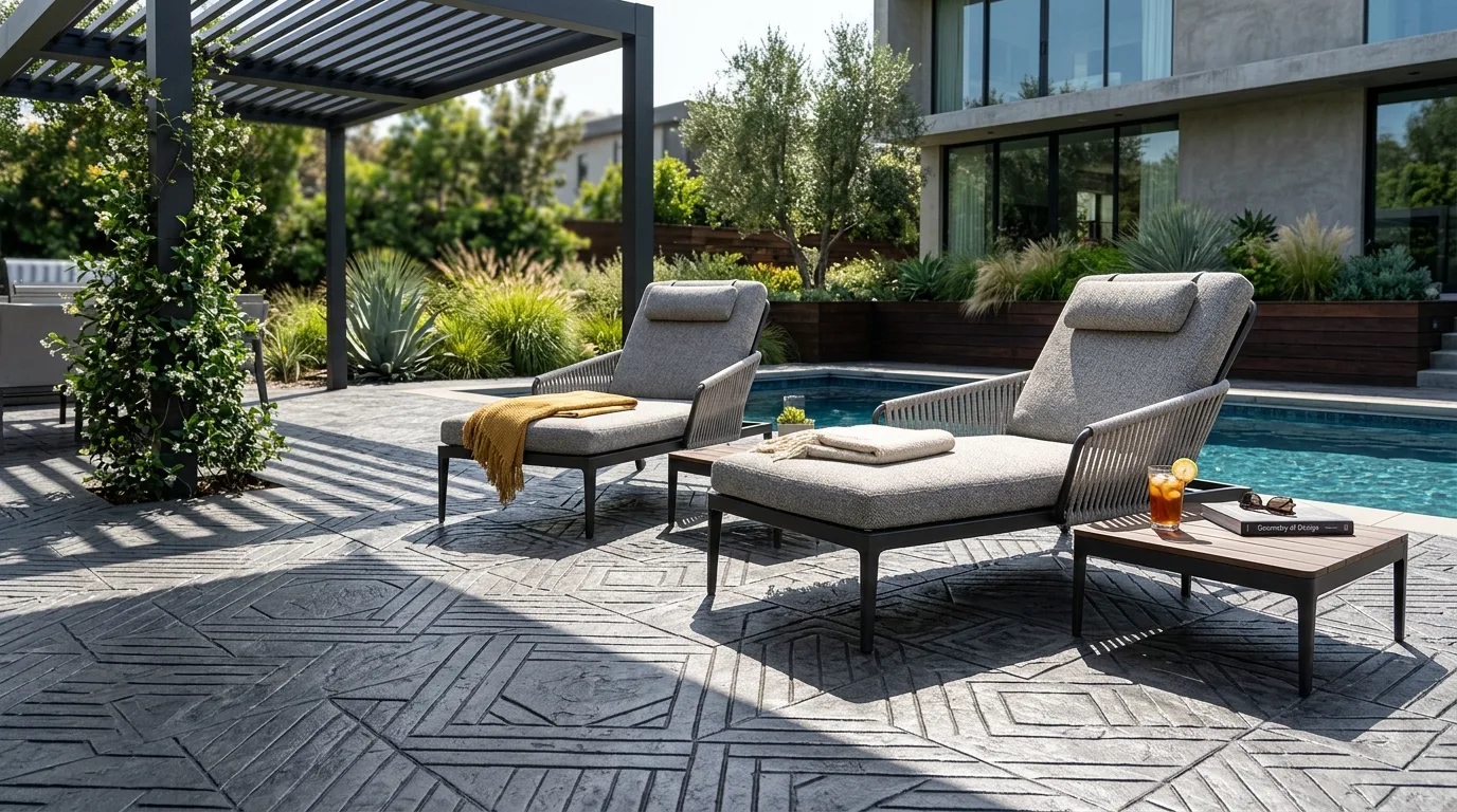 Concrete Patio With Black Framed Seating